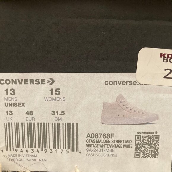 Converse Chuck Taylor All Star Malden Street Mid Shoes Mens 13 Vintage White - Picture 7 of 7